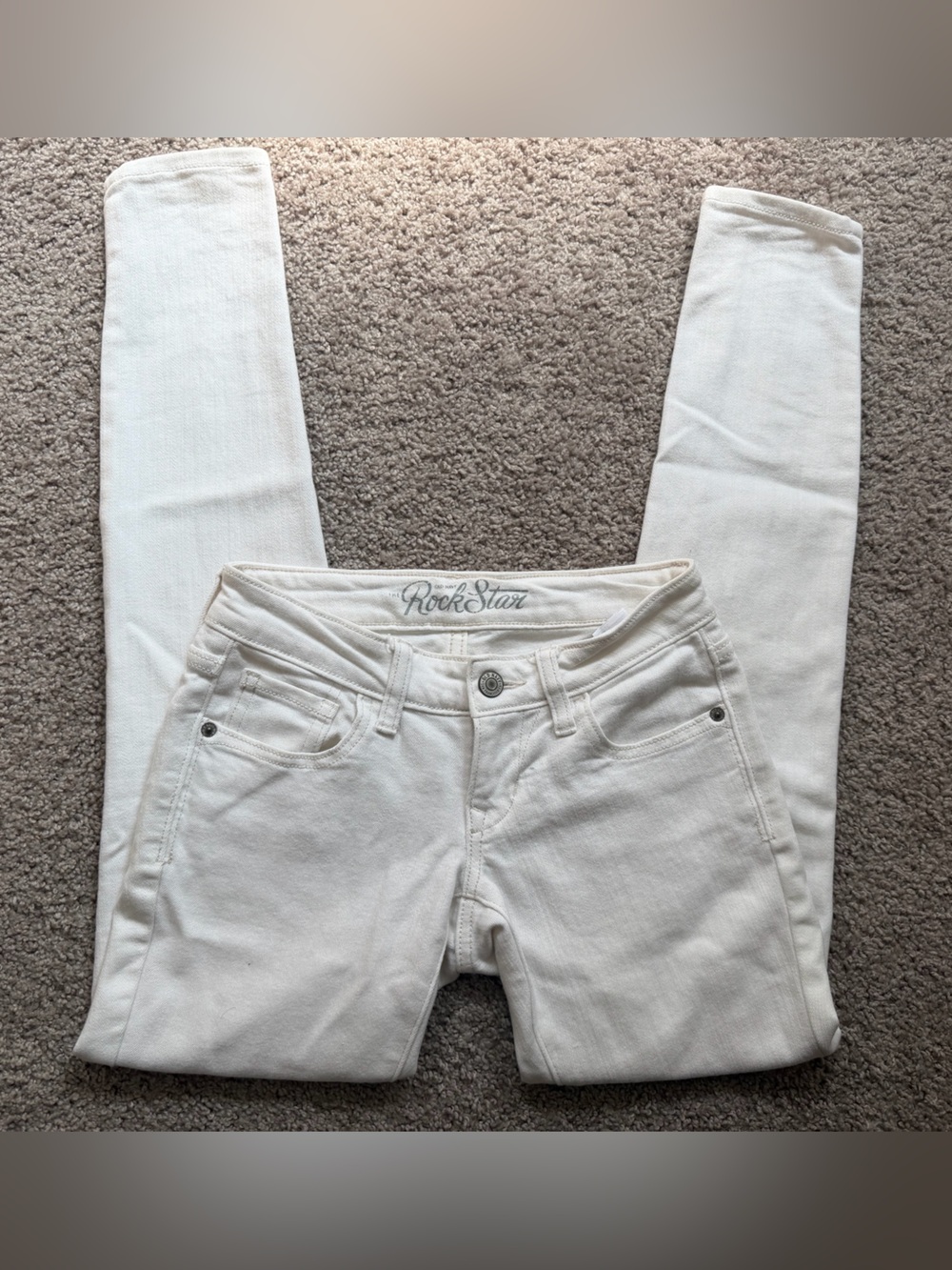 Y2K Old Navy Rockstar super low rise skinny jeans grunge 2016 Tuscan white